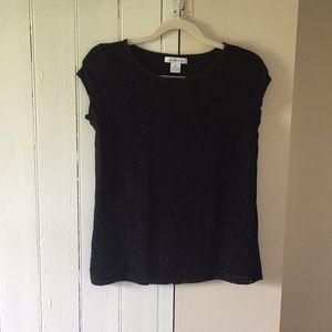 Black Cotton Lace Front Top